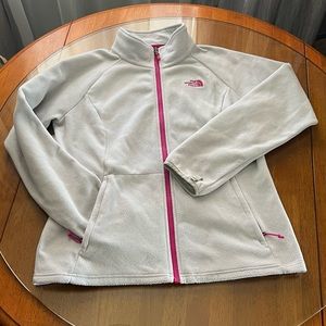 The North Face Fleece Jacket Size Large Gray/pink Good Condition